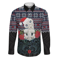 New Zealand Hei Tiki Christmas In July Family Matching Long Sleeve Bodycon Dress and Hawaiian Shirt Pohutukawa Santa Xmas Polynesian Pattern