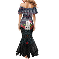 New Zealand Hei Tiki Christmas In July Family Matching Mermaid Dress and Hawaiian Shirt Pohutukawa Santa Xmas Polynesian Pattern
