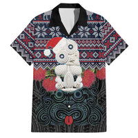 New Zealand Hei Tiki Christmas In July Family Matching Off The Shoulder Long Sleeve Dress and Hawaiian Shirt Pohutukawa Santa Xmas Polynesian Pattern