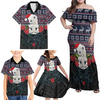 New Zealand Hei Tiki Christmas In July Family Matching Off Shoulder Maxi Dress and Hawaiian Shirt Pohutukawa Santa Xmas Polynesian Pattern