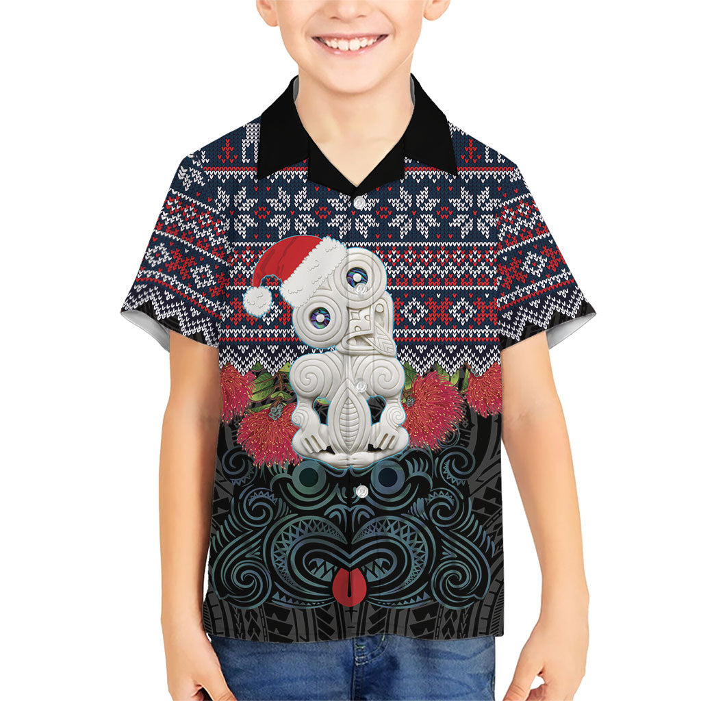 New Zealand Hei Tiki Christmas In July Family Matching Summer Maxi Dress and Hawaiian Shirt Pohutukawa Santa Xmas Polynesian Pattern