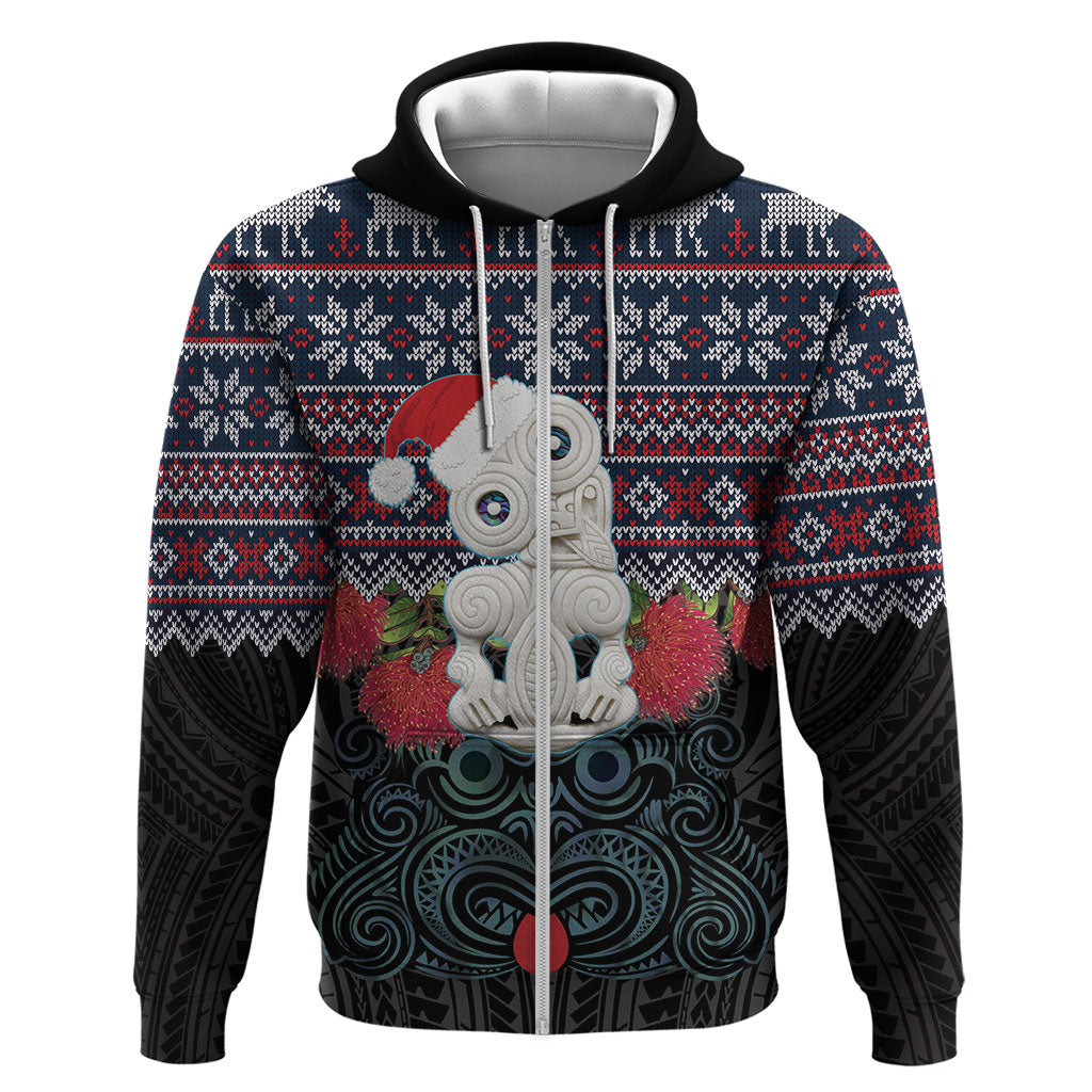 New Zealand Hei Tiki Christmas In July Hoodie Pohutukawa Santa Xmas Polynesian Pattern