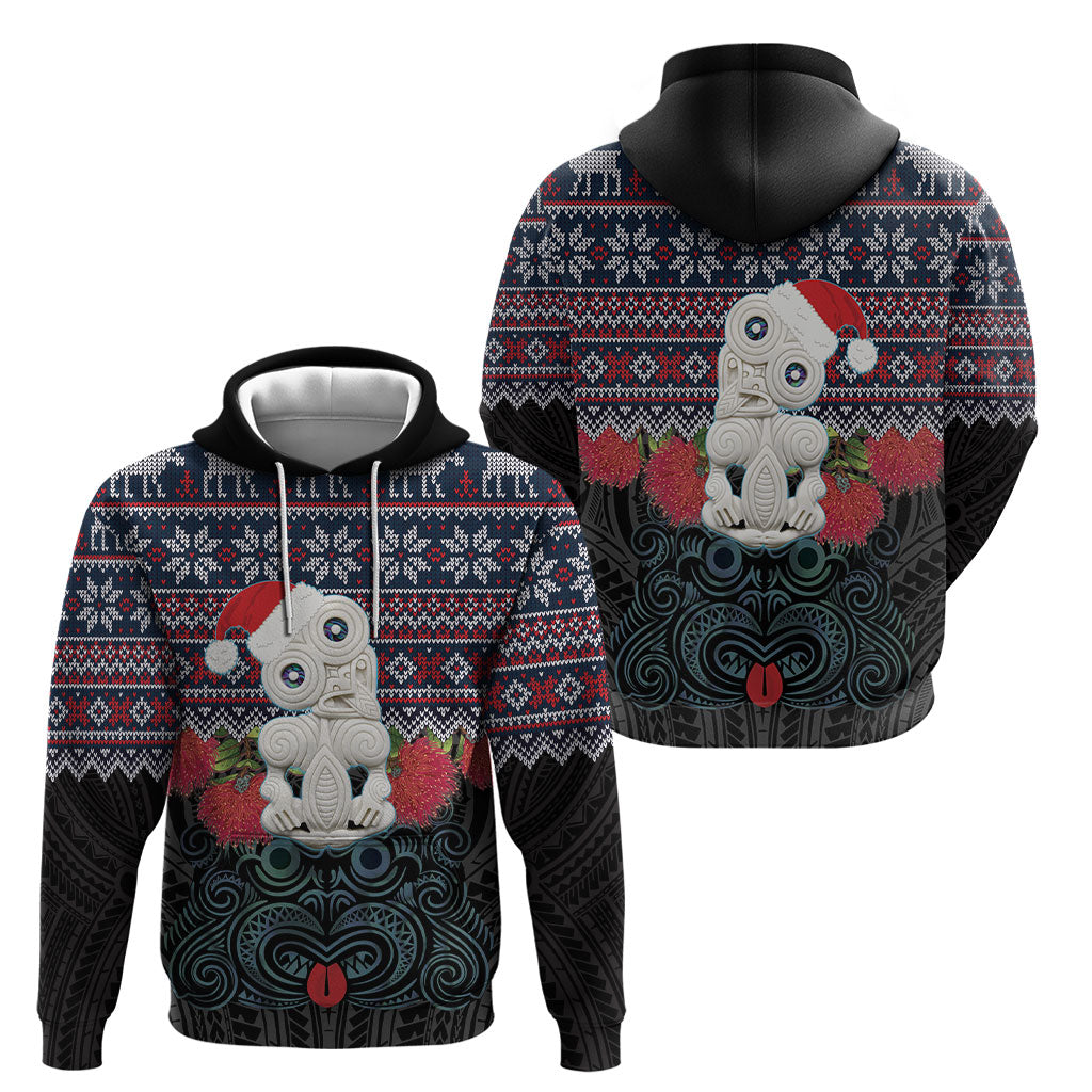 New Zealand Hei Tiki Christmas In July Hoodie Pohutukawa Santa Xmas Polynesian Pattern