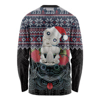 New Zealand Hei Tiki Christmas In July Long Sleeve Shirt Pohutukawa Santa Xmas Polynesian Pattern