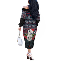 New Zealand Hei Tiki Christmas In July Off The Shoulder Long Sleeve Dress Pohutukawa Santa Xmas Polynesian Pattern