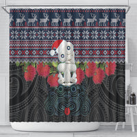 New Zealand Hei Tiki Christmas In July Shower Curtain Pohutukawa Santa Xmas Polynesian Pattern