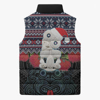 New Zealand Hei Tiki Christmas In July Sleeveless Puffer Jacket Pohutukawa Santa Xmas Polynesian Pattern
