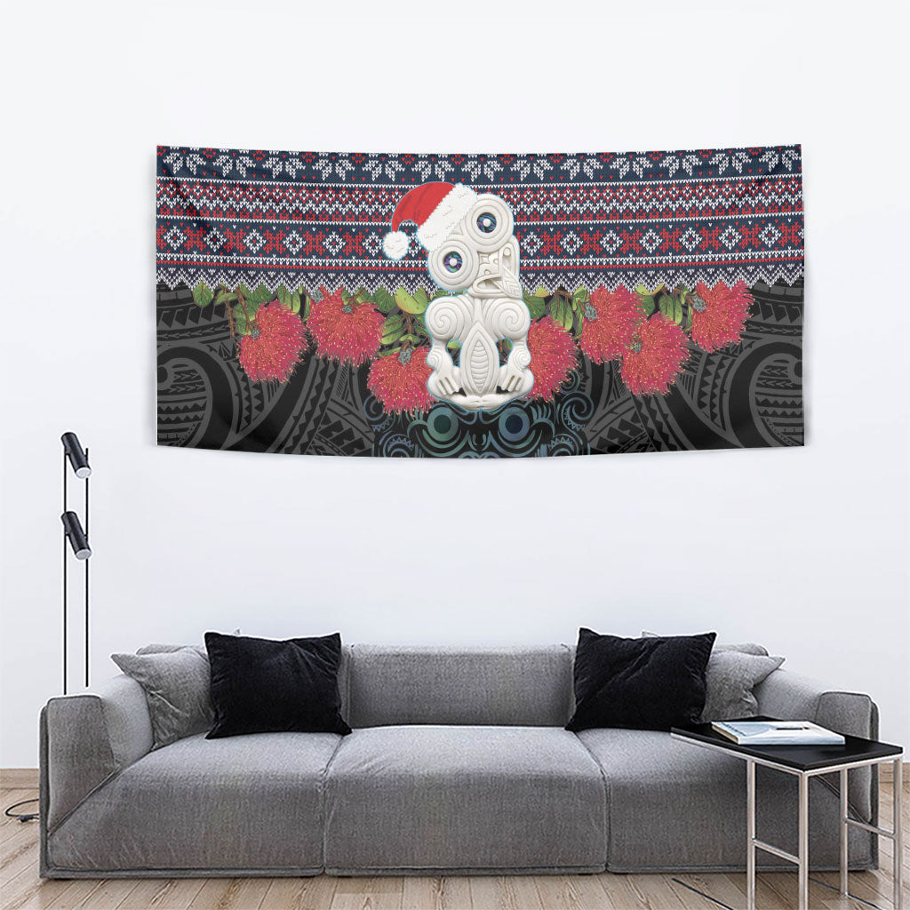 New Zealand Hei Tiki Christmas In July Tapestry Pohutukawa Santa Xmas Polynesian Pattern