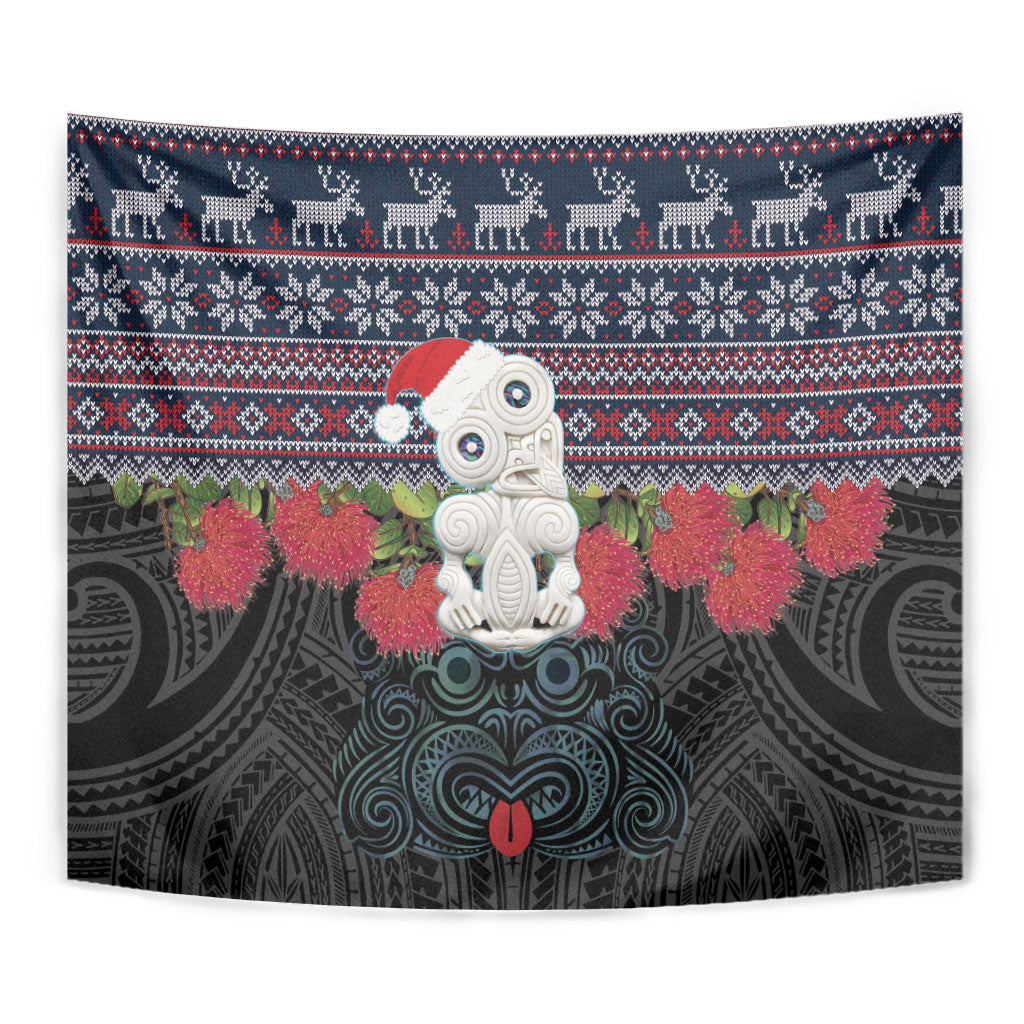 New Zealand Hei Tiki Christmas In July Tapestry Pohutukawa Santa Xmas Polynesian Pattern