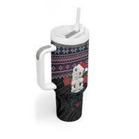 New Zealand Hei Tiki Christmas In July Tumbler With Handle Pohutukawa Santa Xmas Polynesian Pattern