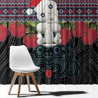 New Zealand Hei Tiki Christmas In July Window Curtain Pohutukawa Santa Xmas Polynesian Pattern