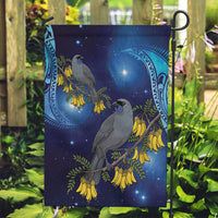 New Zealand Kokako Bird Garden Flag Kowhai Galaxy Style Polynesian Pattern