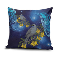 New Zealand Kokako Bird Pillow Cover Kowhai Galaxy Style Polynesian Pattern