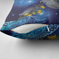 New Zealand Kokako Bird Pillow Cover Kowhai Galaxy Style Polynesian Pattern