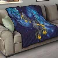 New Zealand Kokako Bird Quilt Kowhai Galaxy Style Polynesian Pattern