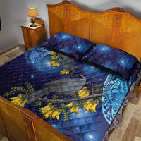 New Zealand Kokako Bird Quilt Bed Set Kowhai Galaxy Style Polynesian Pattern