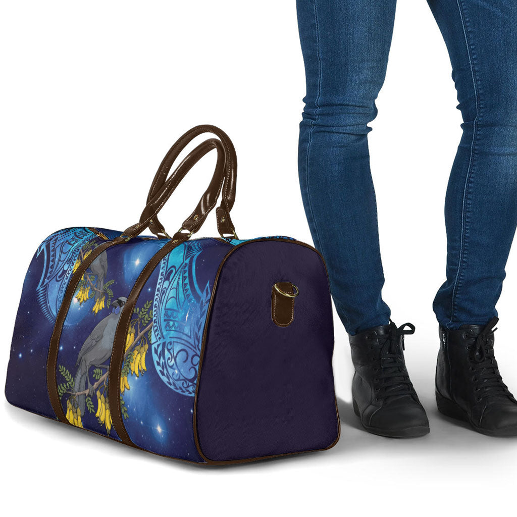 New Zealand Kokako Bird Travel Bag Kowhai Galaxy Style Polynesian Pattern