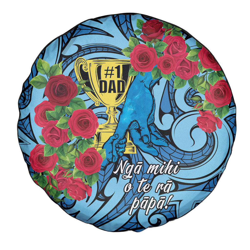 New Zealand Father's Day Spare Tire Cover Best Dad Trophy Red Rose Maori Pattern LT22 - Polynesian Pride
