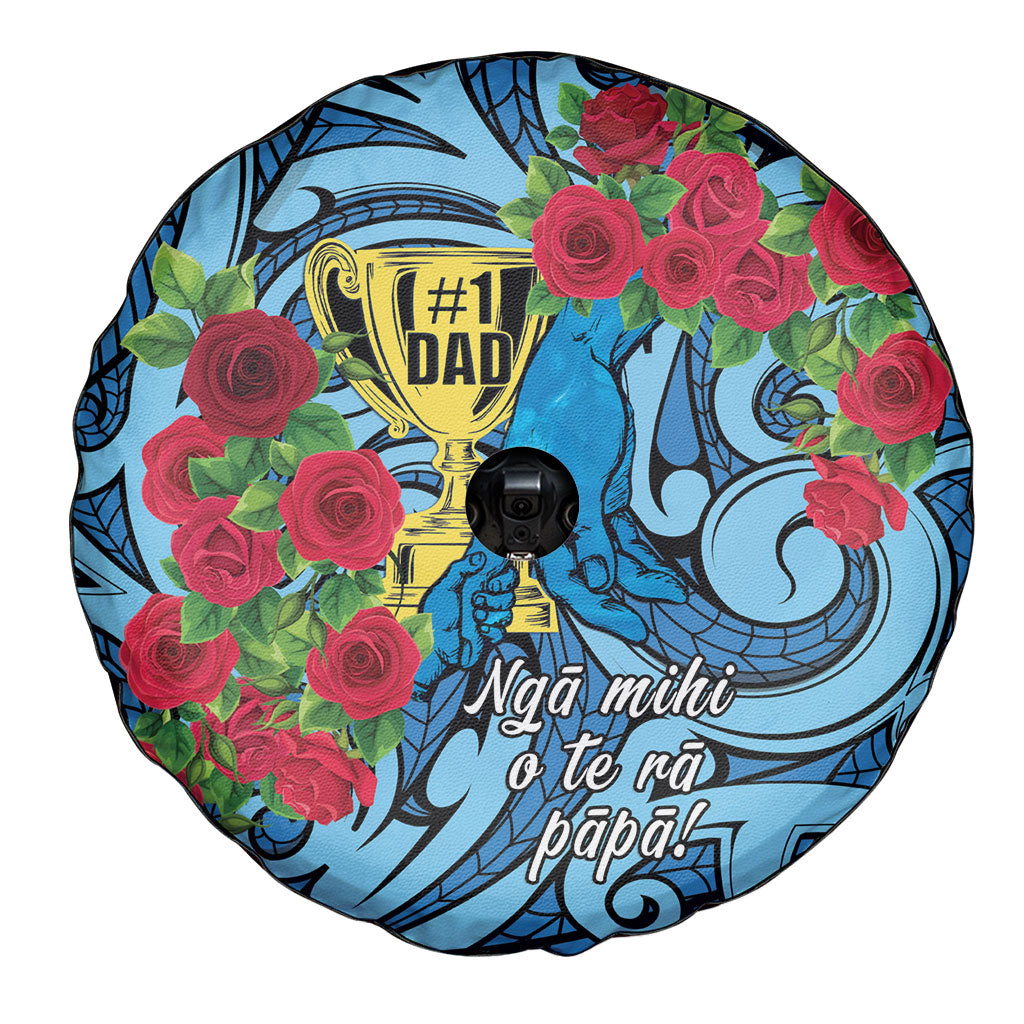 New Zealand Father's Day Spare Tire Cover Best Dad Trophy Red Rose Maori Pattern LT22 - Polynesian Pride
