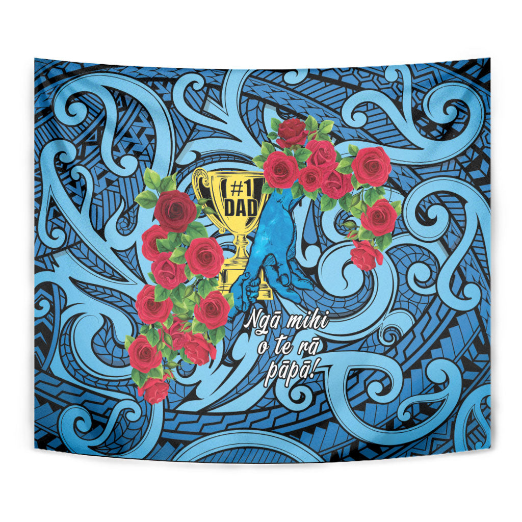 New Zealand Father's Day Tapestry Best Dad Trophy Red Rose Maori Pattern LT22 - Polynesian Pride