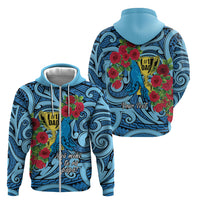 Personalised New Zealand Father's Day Zip Hoodie Best Dad Trophy Red Rose Maori Pattern LT22 - Polynesian Pride