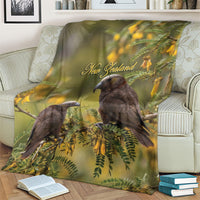 New Zealand Kaka Bird Blanket Kowhai Flower Landscape Style