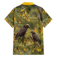 New Zealand Kaka Bird Family Matching Off Shoulder Maxi Dress and Hawaiian Shirt Kowhai Flower Landscape Style LT22 - Polynesian Pride