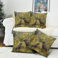 New Zealand Kaka Bird Pillow Cover Kowhai Flower Landscape Style