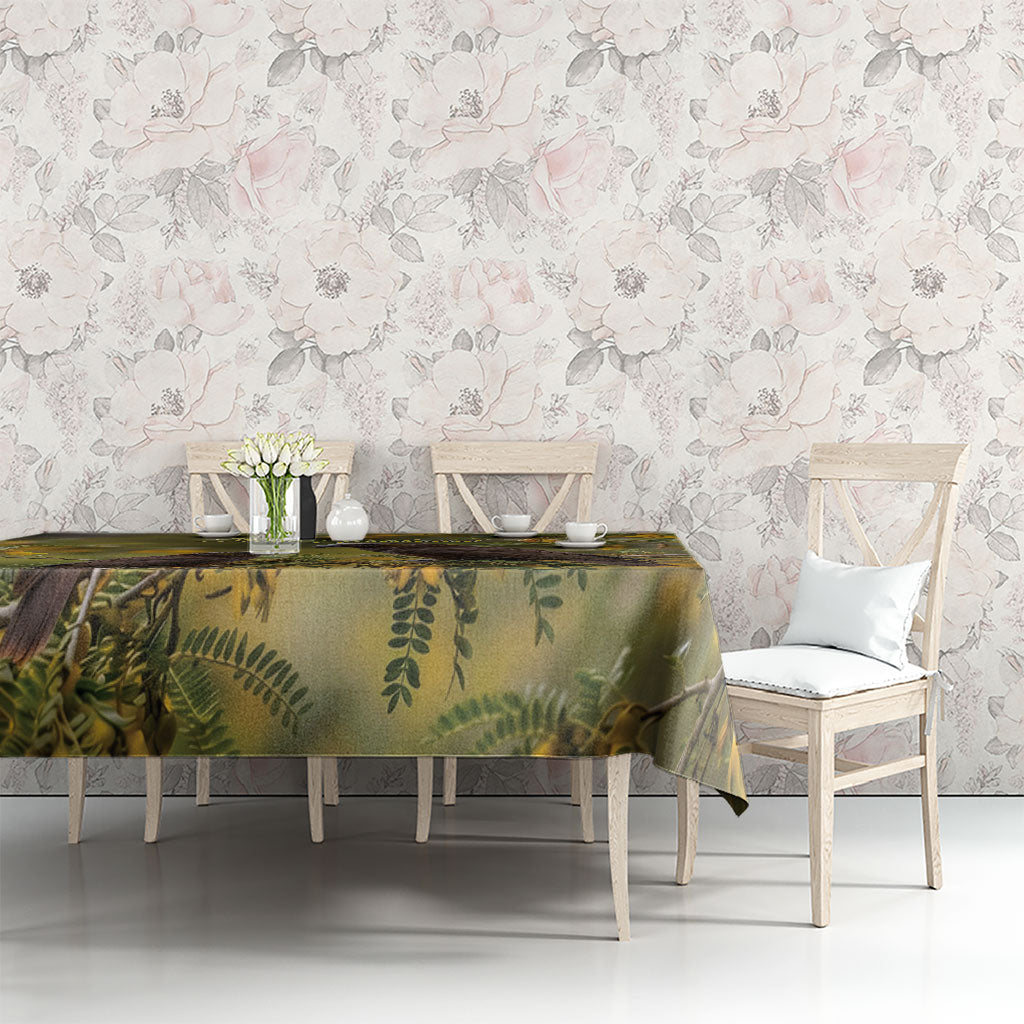New Zealand Kaka Bird Tablecloth Kowhai Flower Landscape Style