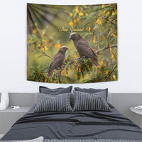 New Zealand Kaka Bird Tapestry Kowhai Flower Landscape Style