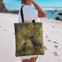 New Zealand Kaka Bird Tote Bag Kowhai Flower Landscape Style