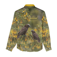 New Zealand Kaka Bird Women Casual Shirt Kowhai Flower Landscape Style LT22 - Polynesian Pride