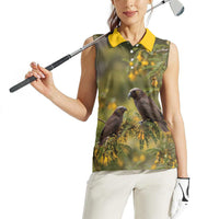 New Zealand Kaka Bird Women Sleeveless Polo Shirt Kowhai Flower Landscape Style LT22 - Polynesian Pride