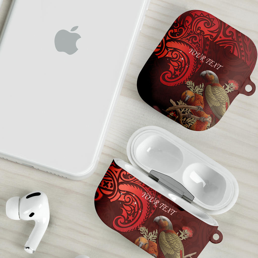 New Zealand Kaka Bird Personalised AirPods Case Pohutukawa Matariki Maori Pattern