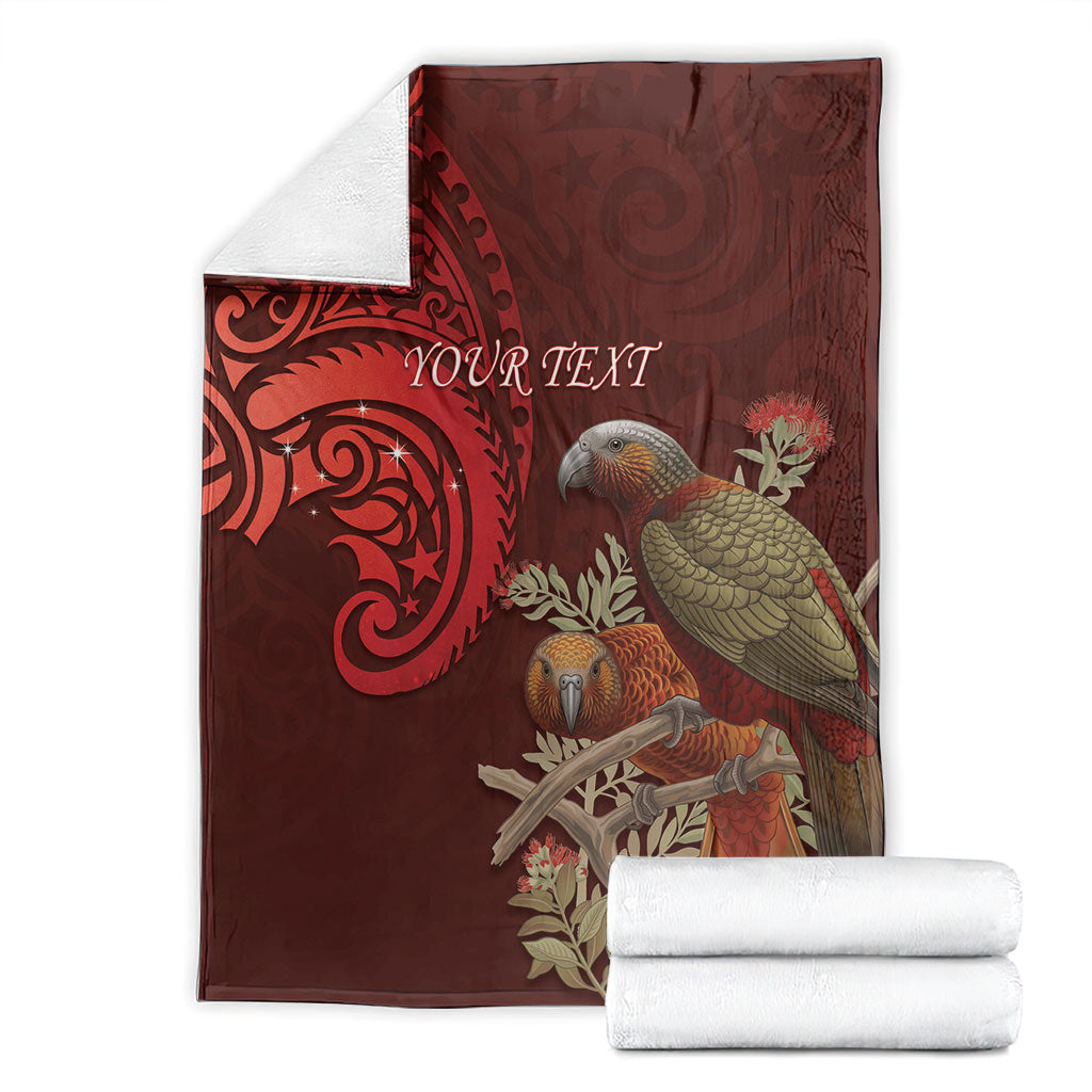 New Zealand Kaka Bird Personalised Blanket Pohutukawa Matariki Maori Pattern