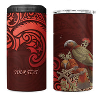 New Zealand Kaka Bird Personalised 4 in 1 Can Cooler Tumbler Pohutukawa Matariki Maori Pattern