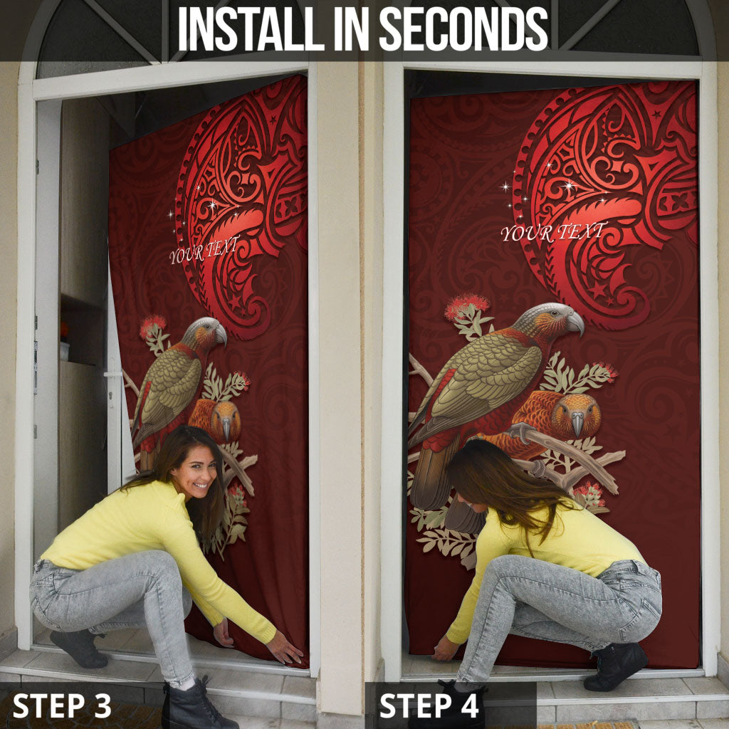 New Zealand Kaka Bird Personalised Door Cover Pohutukawa Matariki Maori Pattern LT22 - Polynesian Pride