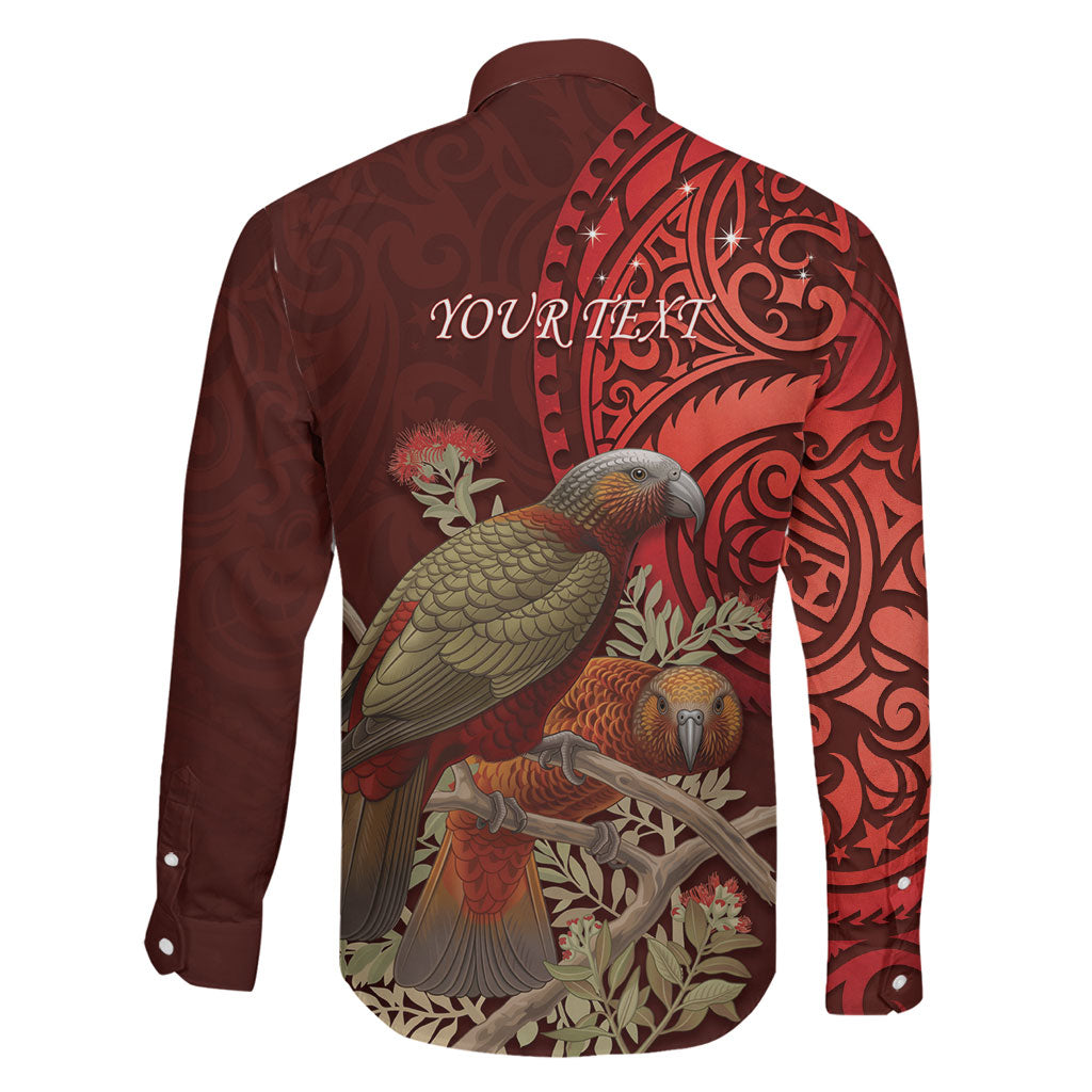 New Zealand Kaka Bird Personalised Family Matching Short Sleeve Bodycon Dress and Hawaiian Shirt Pohutukawa Matariki Maori Pattern LT22 - Polynesian Pride