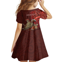 New Zealand Kaka Bird Personalised Family Matching Tank Maxi Dress and Hawaiian Shirt Pohutukawa Matariki Maori Pattern LT22 - Polynesian Pride