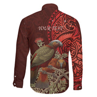 New Zealand Kaka Bird Personalised Family Matching Tank Maxi Dress and Hawaiian Shirt Pohutukawa Matariki Maori Pattern LT22 - Polynesian Pride