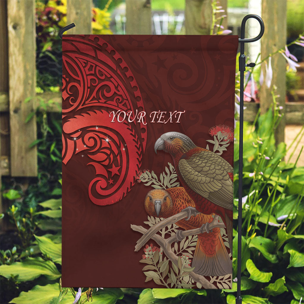 New Zealand Kaka Bird Personalised Garden Flag Pohutukawa Matariki Maori Pattern