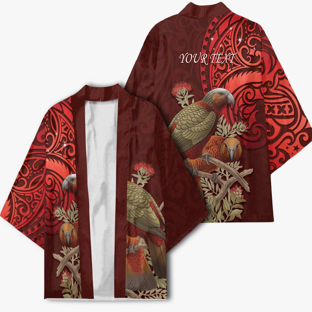 New Zealand Kaka Bird Personalised Kimono Pohutukawa Matariki Maori Pattern