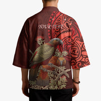 New Zealand Kaka Bird Personalised Kimono Pohutukawa Matariki Maori Pattern