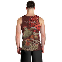 New Zealand Kaka Bird Personalised Men Tank Top Pohutukawa Matariki Maori Pattern