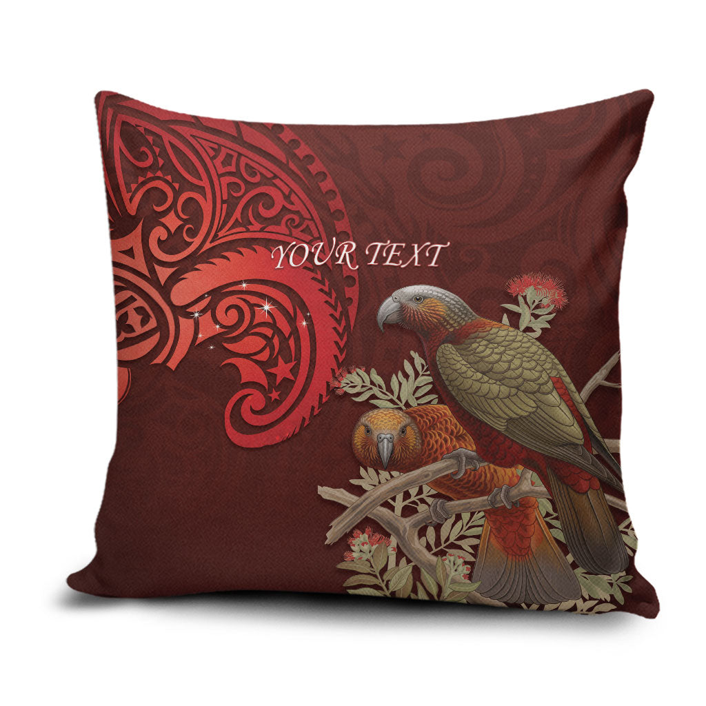 New Zealand Kaka Bird Personalised Pillow Cover Pohutukawa Matariki Maori Pattern