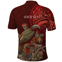 New Zealand Kaka Bird Personalised Polo Shirt Pohutukawa Matariki Maori Pattern