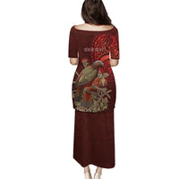 New Zealand Kaka Bird Personalised Puletasi Pohutukawa Matariki Maori Pattern