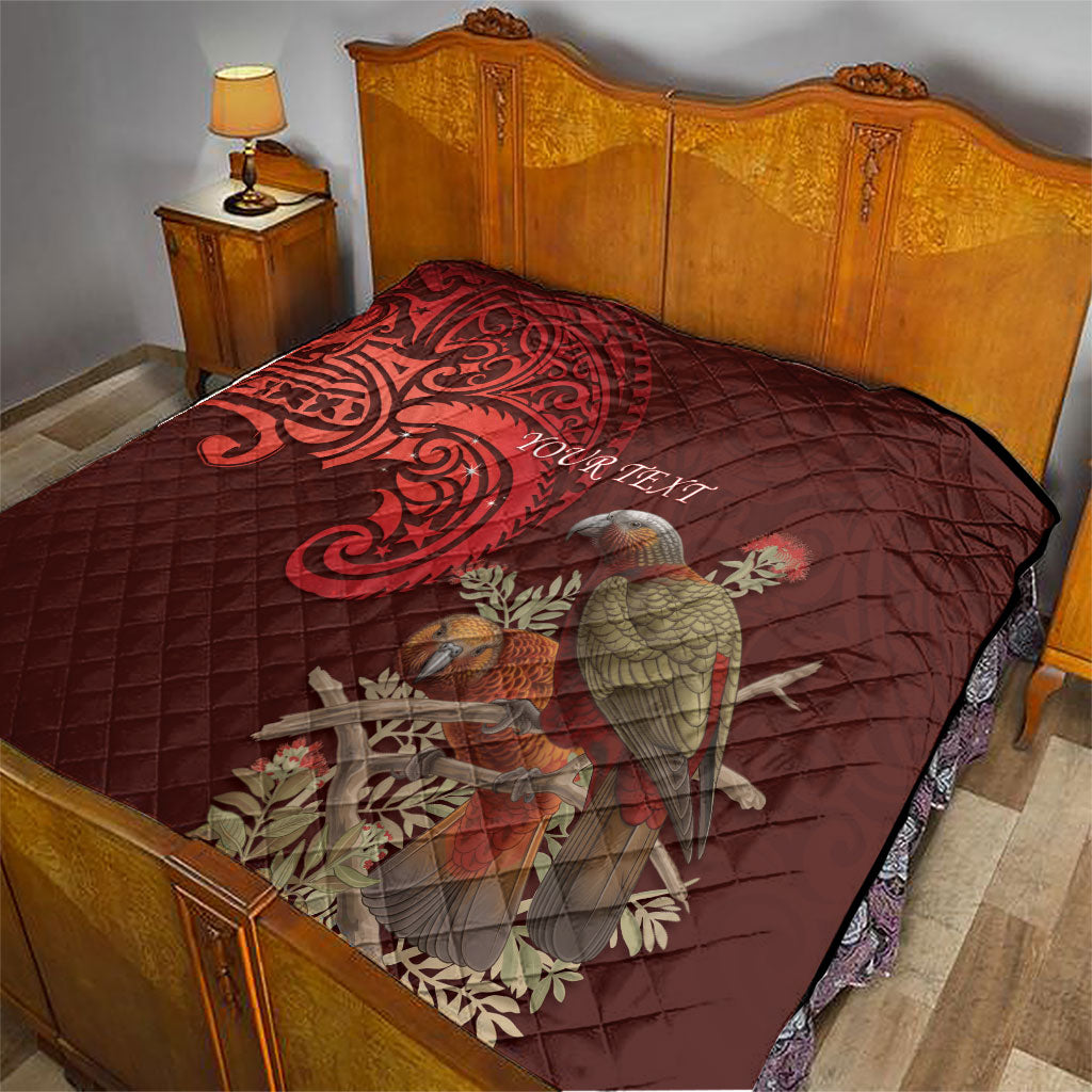New Zealand Kaka Bird Personalised Quilt Pohutukawa Matariki Maori Pattern