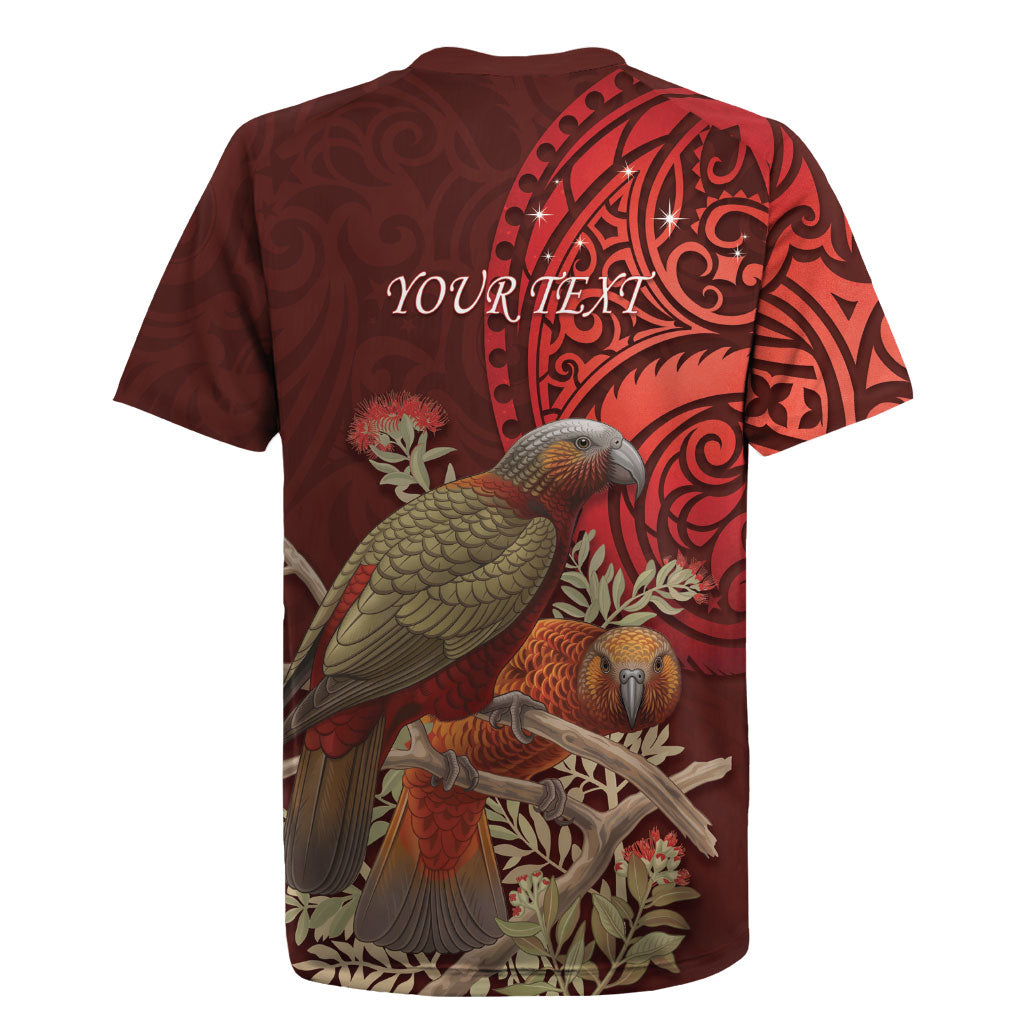 New Zealand Kaka Bird Personalised Rugby Jersey Pohutukawa Matariki Maori Pattern LT22 - Polynesian Pride
