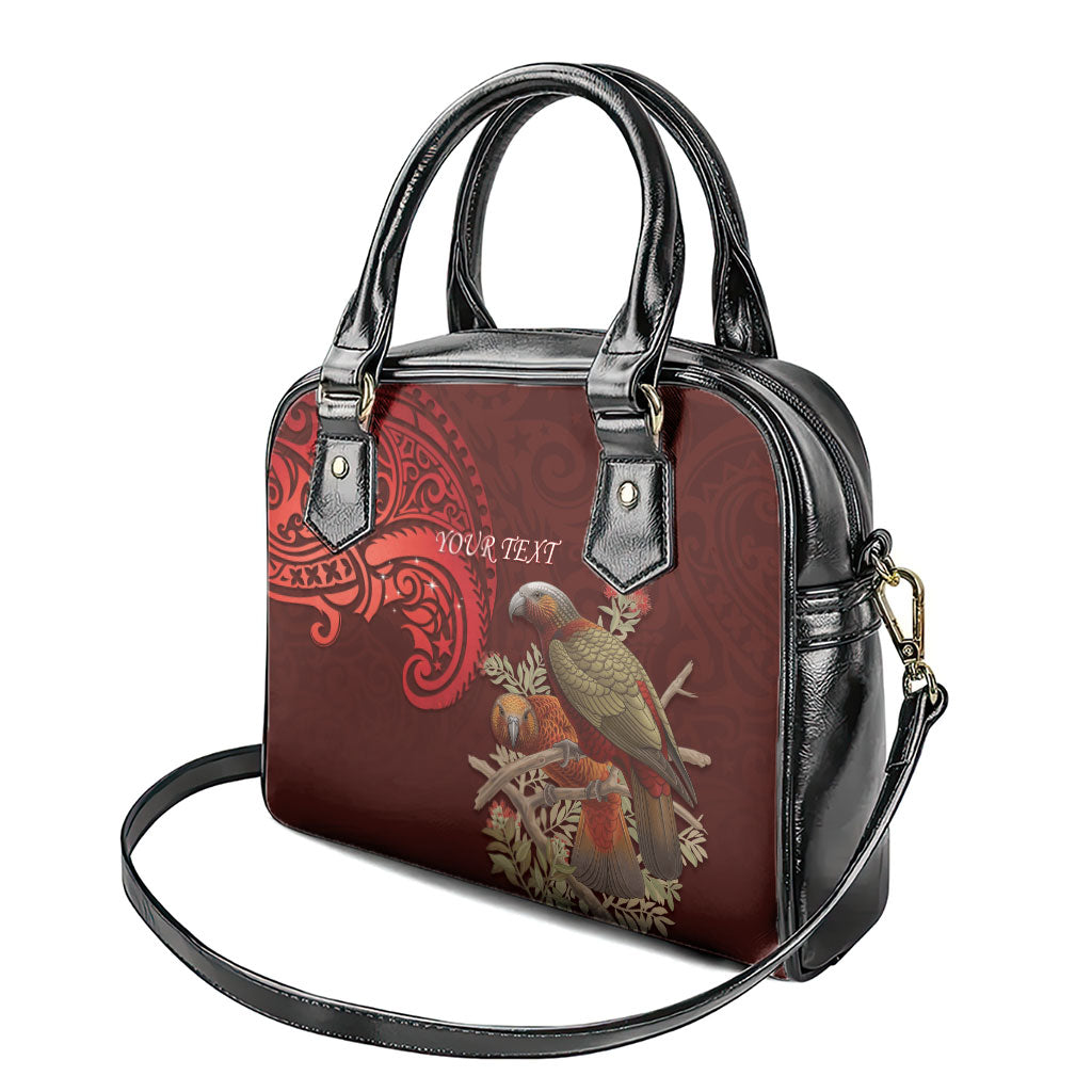 New Zealand Kaka Bird Personalised Shoulder Handbag Pohutukawa Matariki Maori Pattern